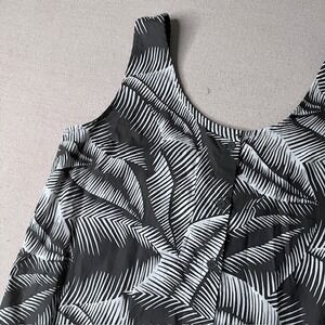 Gap Women's Cotton Button Front Tank Midi Dress Tie Back Gray Palm Print Size S